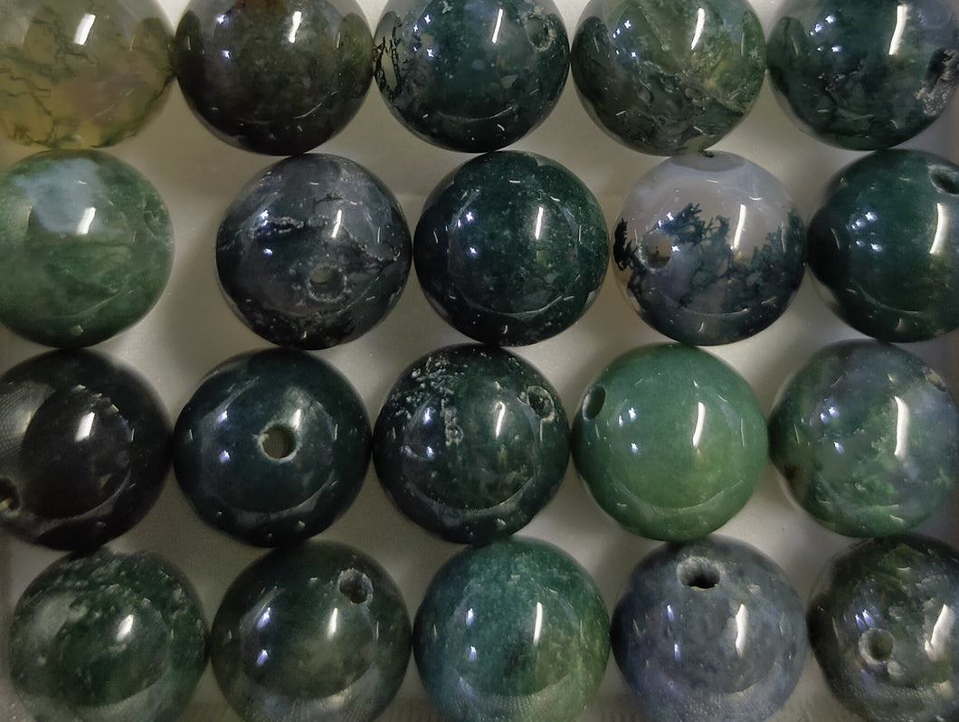 Moss agate round beads 6-6.5mm & 8-85mm