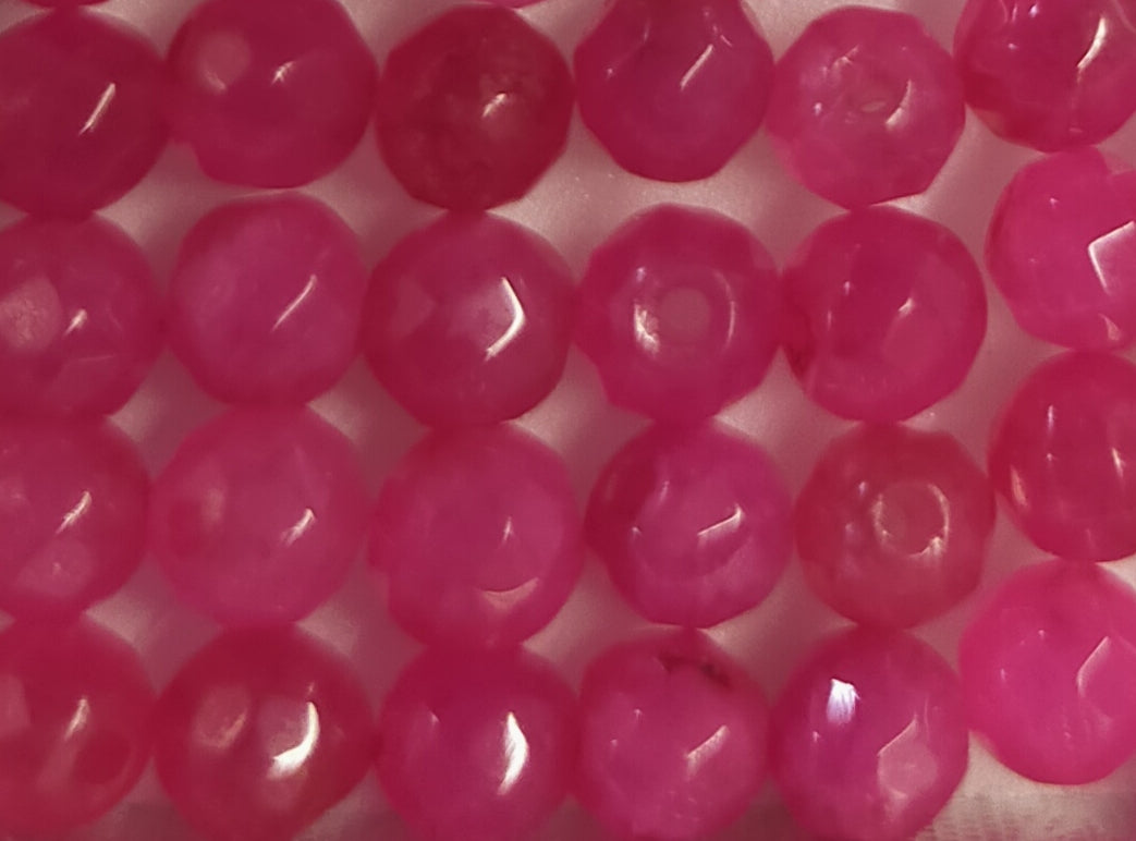 Dyed pink quartz faceted beads 4-4.5mm