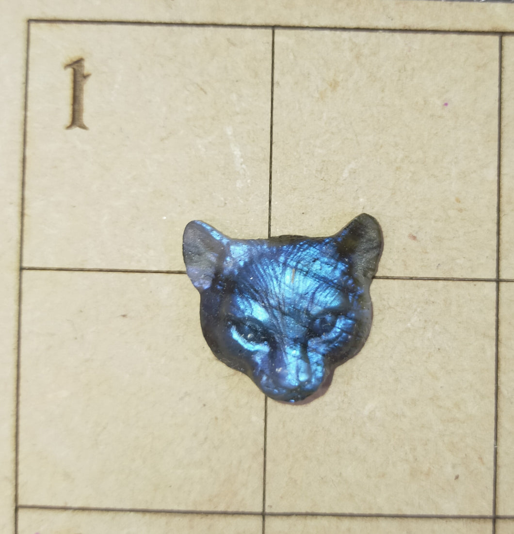 Labradorite carved cat cabochon